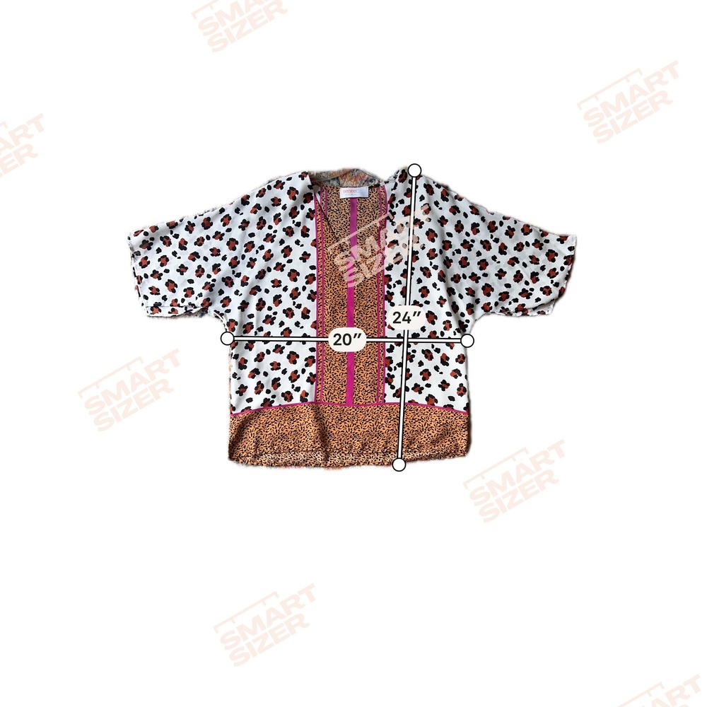 Renee C Womens Mixed Animal Print Kimono Sleeve Blouse Pink Orange Size Medium - Picture 3 of 10